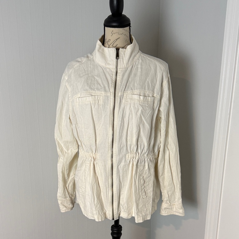 Old Navy Cream Linen blend Jacket size Large